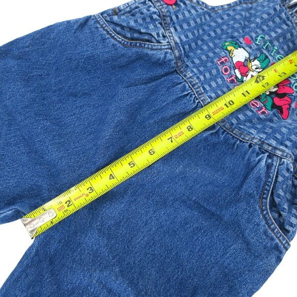 Vintage Disney Daisy Duck Minnie Mouse Friends Embroidered Bib Overalls Girls 4T - Picture 5 of 7